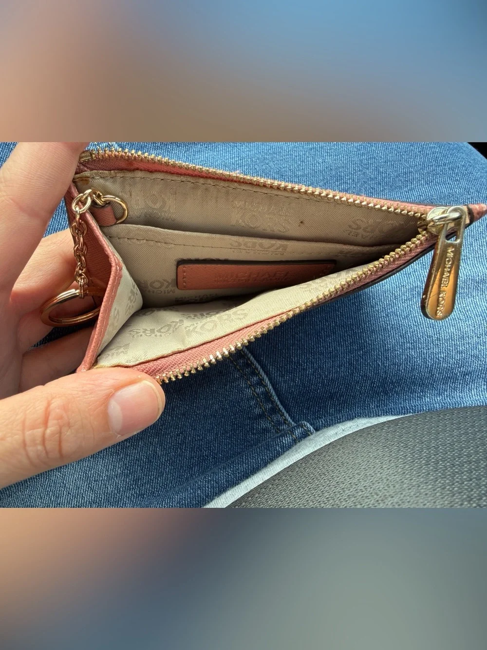 Michael Kors Pink Zip Card Case Key Ring